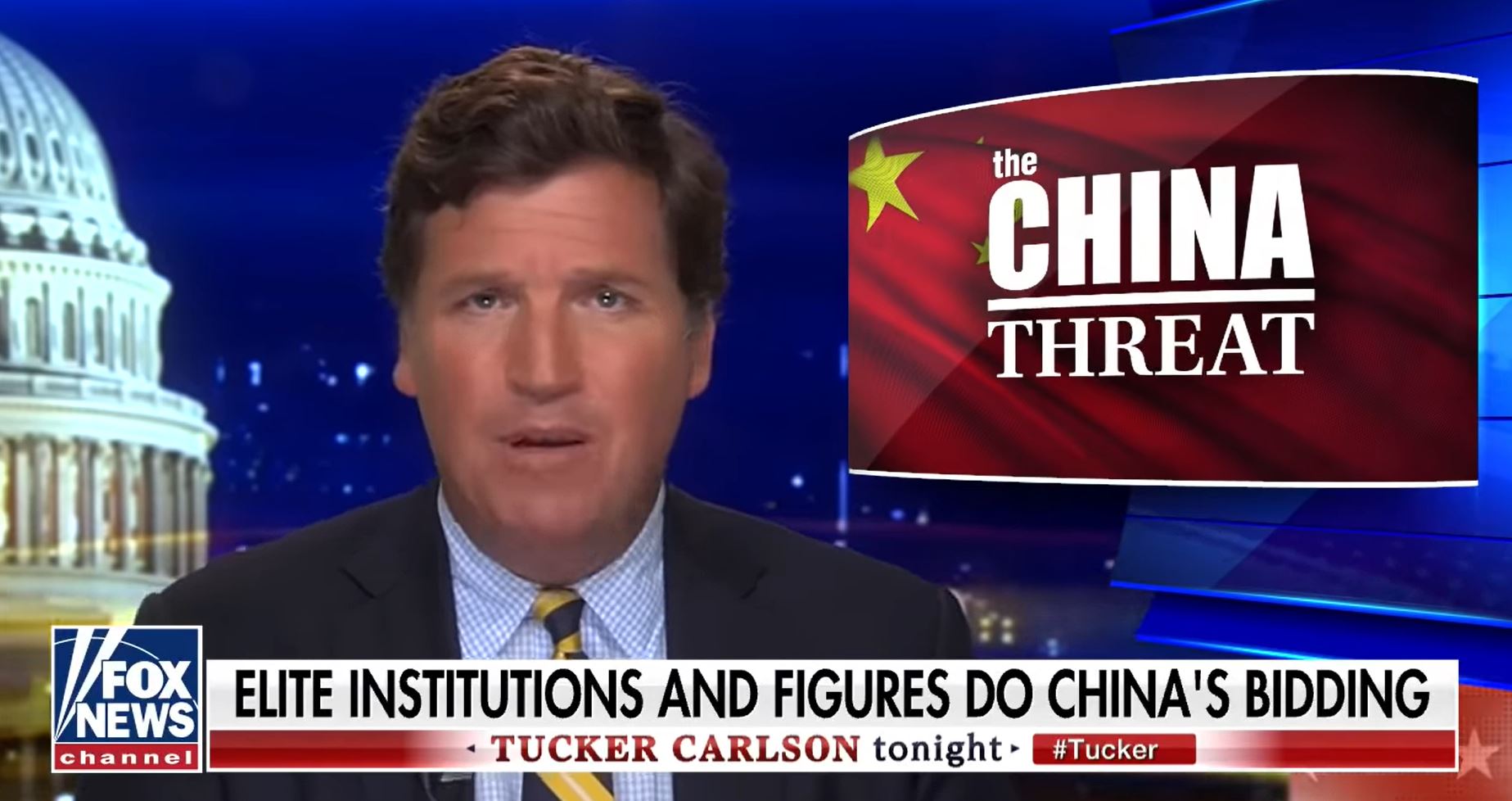 Tucker Carlson de Fox News analiza la "amenaza existencial" que es el régimen chino para EE. UU. y el mundo libre. (Captura de pantalla via Youtube)