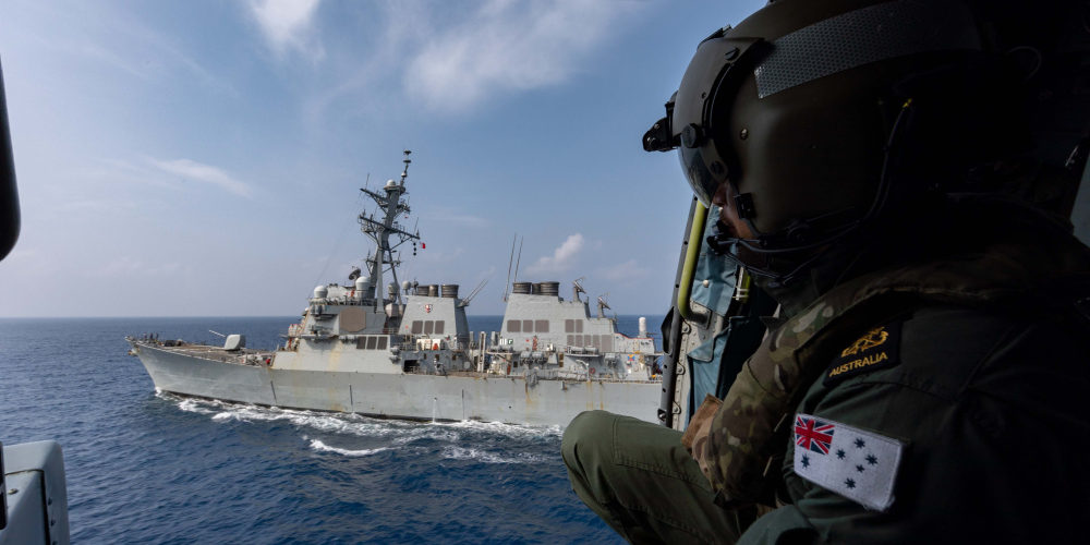 Armada australiana realizando maniobras en el Océano Índico. Foto oficial Royal Australian Navy.