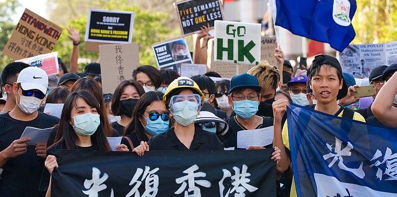 Manifestación en apoyo a Hong Kong en Brisbane, Australia. Foto CC de Andrew Mercer.